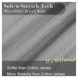 Jersey Knit Pillow Cases Standard/Queen Set of 2 - Grey Pillowcases with Ultra Soft T-Shirt Like Microfiber Blend - Envelope Closure & Suitable for Queen/Standard Pillows, Light Gray