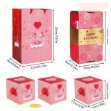 Wewounyl Explosion Gift Box 10 Pcs DIY Pop Out Folding Bounce Money Gift Birthday Box for Women Men Happy Birthday Surprise with Colorful Paper Confetti (Pink)