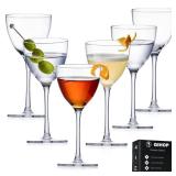 GIHOP Nick and Nora Cocktail Glasses, 5.8Oz Hand Blown Martini Glasses Set of 6, 100% Lead-Free Craystal Coupe Glassware, Small Cocktail Glasses for Manhattan, Cosmopolitan, Espresso with Gift Box