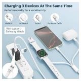 Travel Charger for Apple Watch, 3 in 2 Multi Charging Cable/Cord with Lightning/USB C/iWatch Charger, Travel Chargers for Multiple Devices, Compatible with iWatch Series/iPhone 17-8/iPad/AirPods 4FT