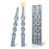 FLAMMUL Blue Floral Taper Candle Unscented Spiral Candlesticks Print Handmade Tapered Candles 10 Inch Twisted Candle for Home Wedding Dinner Party Decor Set of 2