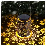 Snowflake Solar Lanterns Outdoor Waterproof, Hanging Metal Copper Lights for Garden, Patio, Porch, Yard, Romantic Valentines Gift for Her, Thoughtful Winter Gifts for Mom & Women