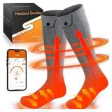 Heated Socks, APP Control Electric Heated Socks for Men Women, Rechargeable Battery Powered Warm Socks, Washable Thermal Socks Foot Warmer for Winter Hunting Skiing Hiking Camping