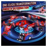 Febyhim Remote Control Car, One-Button Transform Toys Car, 2.4GHz RC Cars 1:18 Scale, 360 Degree Rotation Police Car Toy Transforming into Robot Toy for Boys Girl Kids 4-7 8-12 6-8, Birthday