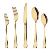 Aisoso Gold Silverware Set for 8, 38Piece Gold Flatware Set Stainless Steel Cutlery Kitchen Utensil Set Mirror Polished