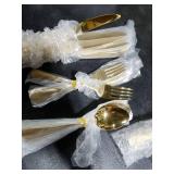 Aisoso Gold Silverware Set for 8, 38Piece Gold Flatware Set Stainless Steel Cutlery Kitchen Utensil Set Mirror Polished