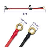 10AWG 2FT Charger Cable, SAE to O Ring Terminal Quick Disconnect Harness, 2 Pin SAE Connectors Extension Cables Cord with 15& 20A Fuse for Car, Motorcycle, Solar Panel