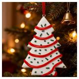 Christmas Tree Cake Ornaments, Handmade Food Cake Ornament for Christmas Tree, Unique Polymer Clay Snacks Hanging Ornaments for Xmas Exchange Gifts Home Decorations with Gift Box