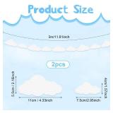 2 Pack White Cloud Banner Hanging Ornaments, Clouds Garland Party Decoration Kit, White Cloud Cutouts String Banners, Cloud Wall Decor for Shower Sky Theme Party Decorations