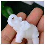 Ytbeoxk 1.8 Inch White Jade Elephant Crystal Decor, Healing Crystal Cute Figurines,White Elephant Gemstones Decorations Statue, Lucky Reiki Stones in Home and Office Meditation Gift for Women and Men