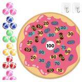 HyDren Donut Party Game 26 Donut Dart Board with 18 Sticky Balls Toys Birthday Party Favors Decorations Spa for Class Indoor Outdoor Game
