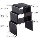 Chuangdi 2 Sets Acrylic Display Risers, Product Stand, Jewelry Display Riser Shelf Showcase Fixtures for Dessert Cupcake Candy Figure Treat Action Showcase(Black,Small Set)
