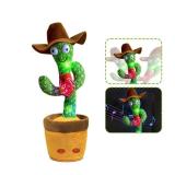 Bighaki808 Dancing Cactus, Talking Cactus Toy, Repeats What You Say Electronic Dancing Toy with Lighting Recording Mimicking CactusToy, Electronic Plush Singing Baby Toy for Kids (Cowboy)