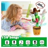 Bighaki808 Dancing Cactus, Talking Cactus Toy, Repeats What You Say Electronic Dancing Toy with Lighting Recording Mimicking CactusToy, Electronic Plush Singing Baby Toy for Kids (Cowboy)