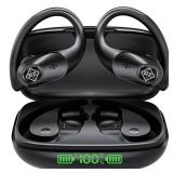 RIZIZI Wireless Earbuds Bluetooth Headphones Wireless Charging Case LED Display 96H Playtime Built in Mic Over Ear Buds Waterproof Earphones with Earhooks Deep Bass for Sport Running Workout Game PC