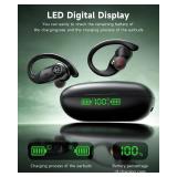 RIZIZI Wireless Earbuds Bluetooth Headphones Wireless Charging Case LED Display 96H Playtime Built in Mic Over Ear Buds Waterproof Earphones with Earhooks Deep Bass for Sport Running Workout Game PC