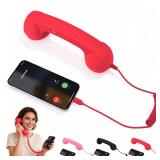 Retro Phone Handset,2026 New Retro Style Type-C Phone Handset,Type-C Retro Telephone Wired Handsets Style Landline Handle Receiver for Cell Mobile Video Conferences,Calls,Meetings (Red)
