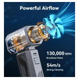 UPoetry Compressed Air Duster, 130000RPM Electric Air Duster Brushless Motor with Stepless Speed Adjustable, Rechargeable Fast Charging Cordless Mini Air Blower for PC, Keyboard, Car, Home & Outdoor