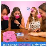 Snort Funny The Oinkredible You Laugh You Lose Party Game, Family Games for Kids and Adults w/ 150 Challenge Cards, 5 Pig Snouts & Mud Tokens, Funny Games for Friend & Family, 4-8 Players, Age