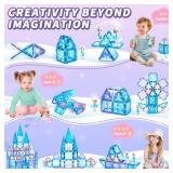 Magnetic Tiles Building Toys Set with 2 Dolls, Princess Castle Magnetic Blocks for Kids Ages 3-5 4-8, STEM Educational Sensory Magnet Toys Birthday Gifts for Toddlers Girls Boys