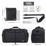 150L Large Waterproof Bag for Men Travel, Extra Large Trave Duffle Bag with Shoe Compartment for Men Women, Foldable Duffle Bag for Traveling, Gym Bag, Water Resistant & Tear-Resistant, Black