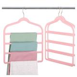 Velvet Pants Clothes Hanger Space Saving Non Slip Pants Shorts Hanger, Myfolrena Jeans Slack Trousers Hangers Multiple Velvet Hanger Closet Storage and Organization for Jeans,Scarf,Tie(Pink, 3)