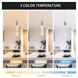 OKELI Modern Pendant Light,3 Color LED Bubble Crystal Island Light Fixtures,Chrome Mini Pendant Lighting for Kitchen Island,Bar,6W,3000-6000K,ETL