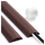 Floor Cable Cover 3ft Brown, LZEOY Cord Covers for Wires on Floor, Low Profile Cord Hider Cable Management, Office/Carpet Compatible