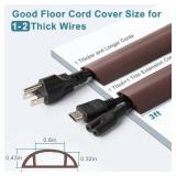 Floor Cable Cover 3ft Brown, LZEOY Cord Covers for Wires on Floor, Low Profile Cord Hider Cable Management, Office/Carpet Compatible