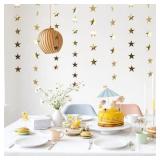 Rypyp 105Feet Gold Star Garland Hanging Graduation 2026 Party Supplies Decor- Golden Star Double Side Twinkle Paper Stars Streamers Banner for Birthday Decorations Wall Starry Night, 8Pack