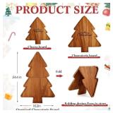 Liliful Christmas Tree Charcuterie Board Accessories Set 24 x 16 Inch Large Wood Xmas Cutting Board with Cheese Knife Kitchen Gift Ideal Party Serving Platter Fruit Tray, Acacia Color