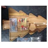 Liliful Christmas Tree Charcuterie Board Accessories Set 24 x 16 Inch Large Wood Xmas Cutting Board with Cheese Knife Kitchen Gift Ideal Party Serving Platter Fruit Tray, Acacia Color