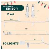 Aurelema 2 Pack 5ft Mini Christmas Lights String 10 Bulbs Warm White Short Strand String Lights, Clear Bulbs Wire Fit Light up Christmas Decorations, 4 Bulb Spacing, Connectable End-to-end(White)