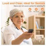 1Mii Wireless Headphones for TV, Wireless Neckband Earbuds for TV Watching for Seniors with Transmitter, No Audio Delay, Auto-Pair, Plug n Play, 3,5mm AUX/RCA/Optical,Lightweight and Comfortable