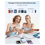 Portable Charger 32000mAh, 22.5W QC 3.0 PD 20W Smart LED Display Fast Charging Built in Cables Power Bank, External Battery Pack Charge 5 Devices Compatible with Cellphones (Blue)