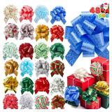 JOYIN Christmas Pull Bows with Ribbon 5in Wide for Gift Wrapping & Gift Tags, Boxing Day Decorations, Holiday Decor Present Wrapping