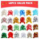 JOYIN Christmas Pull Bows with Ribbon 5in Wide for Gift Wrapping & Gift Tags, Boxing Day Decorations, Holiday Decor Present Wrapping