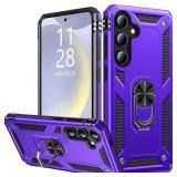 IKAZZ for Galaxy S25 Plus Case,Military Grade Shockproof Heavy Duty Protective Phone Cover Pass 16ft Drop Test with Magnetic Kickstand Car Mount Holder Purple