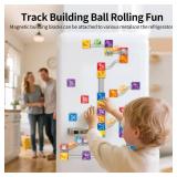 MIEBELY Magnetic Tiles, 112 PCS Magnetic Maze Building Blocks Toy for Kids with Glowing Ball, Magnet Marble Run Set, STEM Education Toddler Toy Building Block Gifts for Boys and Girls 3 4 5 6 7 8 9