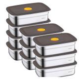 clamder 10 Pack Stainless Steel Food Storage Containers with Airtight Leak-Proof Lids, 34oz Reusable Meal Prep Lunch Boxes, Freezer & Dishwasher Safe Metal Containers for Leftovers & Snacks