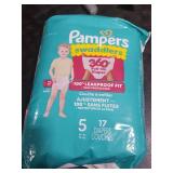 Pampers Diapers - Swaddlers 360° - Size 5, 17 Count, up to 100% Leakproof Comfy Dry Fit, Designed for Easy Changes, Pull On Baby Diaper