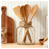 Houmury Glass Vases for Centerpieces Set of 2 Farmhouse Utensils Holder 6 Inch Clear Large Vase with Twine Ties Home Decor for Wedding Living Room Dining Table Office (2)