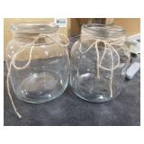 Houmury Glass Vases for Centerpieces Set of 2 Farmhouse Utensils Holder 6 Inch Clear Large Vase with Twine Ties Home Decor for Wedding Living Room Dining Table Office (2)