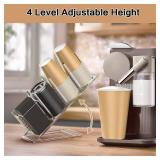 Acrylic Cup and Lid Holder with Straw Organizer, Adjustable Coffee Cup Holder Organizer, 5 Compartment Cup Dispenser for Disposable Paper & Plastic Cups, for Station Home Countertop(Patent in Effect)