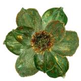 Briful 8in Large Heads Christmas Glitter Magnolia Flowers Christmas Tree Ornaments Set of 4 Artificial Flowers with Picks Stems for Xmas Tree Holiday Decorations,Green