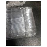 LemonRoad 50 Pack 5 oz Plastic Dessert Cups with Lids and Spoons, 500 Round Stickers(8 Designs), 3 Rolls Curling Ribbon Mini Clear Pudding Cups for DIY Parfait Appetizer Fruit Yogurt (Christmas)