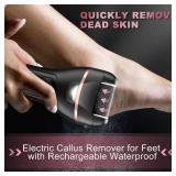 Electric Foot Callus Remover with 3 Roller Heads 2 Speed Rechargeable,Professional Pedicure Pedicure Kit Waterproof Foot Scrubber File,Pedicure Tools,Foot Care for Dead Hard Cracked Dry Skin