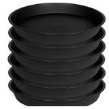 Bleuhome 6 Pack 6 inch Plant Saucer Tray, 4 6 8 10 12 15 17 19 inch Plant Saucers, Heavy Duty Plastic Plant Saucers for Indoors, Bird Bath Bowls, Flower Plant Water Trays for pots Planter (6, Black)