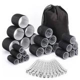 Selizo Hair Curlers 36 Pcs Set with 24Pcs Hair Curlers 4 Sizes and 12 Pcs Hair Clips for Long Medium Short Thick Hair, Black MISSING SOME HAIR CLIPS
