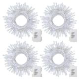 4 Pack Battery Operated Christmas String Lights,16.5Ft 50LED Tree Lights Timer Auto On/off Clear Wire Christmas Lights,8 Modes Fairy Lights Indoor Outdoor Light for Xmas Tree Wreath Garden Patio Deck